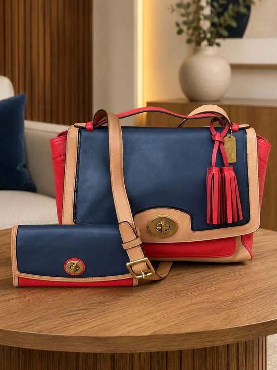 Coach Handbags - COACH Legacy Archival Leather Color-block Bag with Wallet